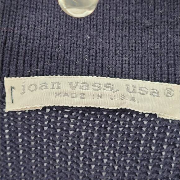 Joan Vass Blue‎ Knit Button Up Pockets Oversized Cardigan Sweater Top - Picture 4 of 13